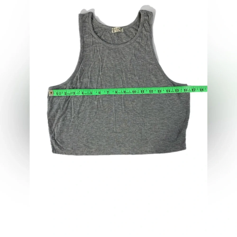 Free People High Neck Ribbed Crop Top Tank Top Heather Gray NWT XL - Picture 5 of 10